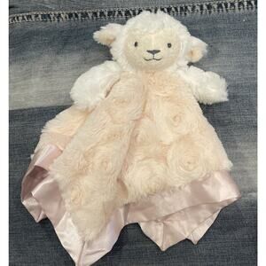 Cloud Island Sheep Lamb Lovey Pink Satin Security Blanket 14' x 14" Soft Snuggle